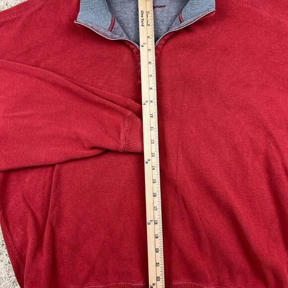 Tommy Bahama Sweater Adult XL Red Gray 1/4 Zip Pullover Mens Causal Cotton - Picture 4 of 7